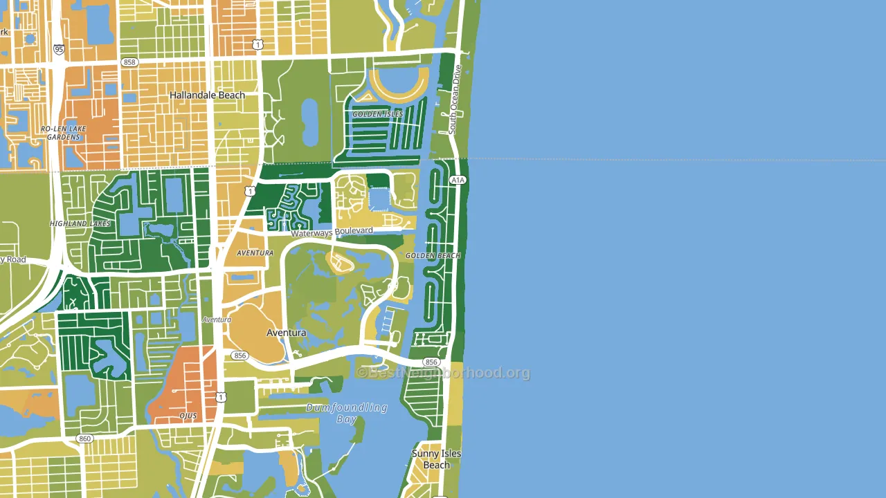 Golden Beach, FL block-group voter-turnout map