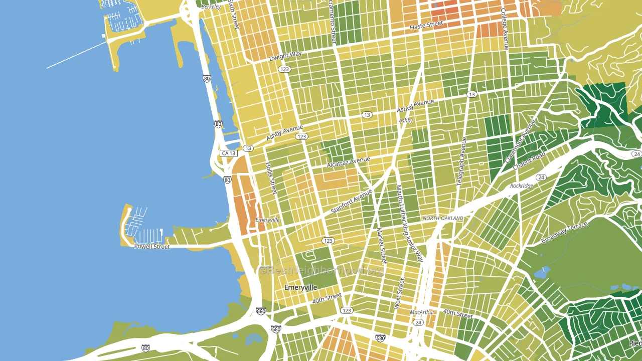 Golden Gate, Emeryville, CA block-group voter-turnout map