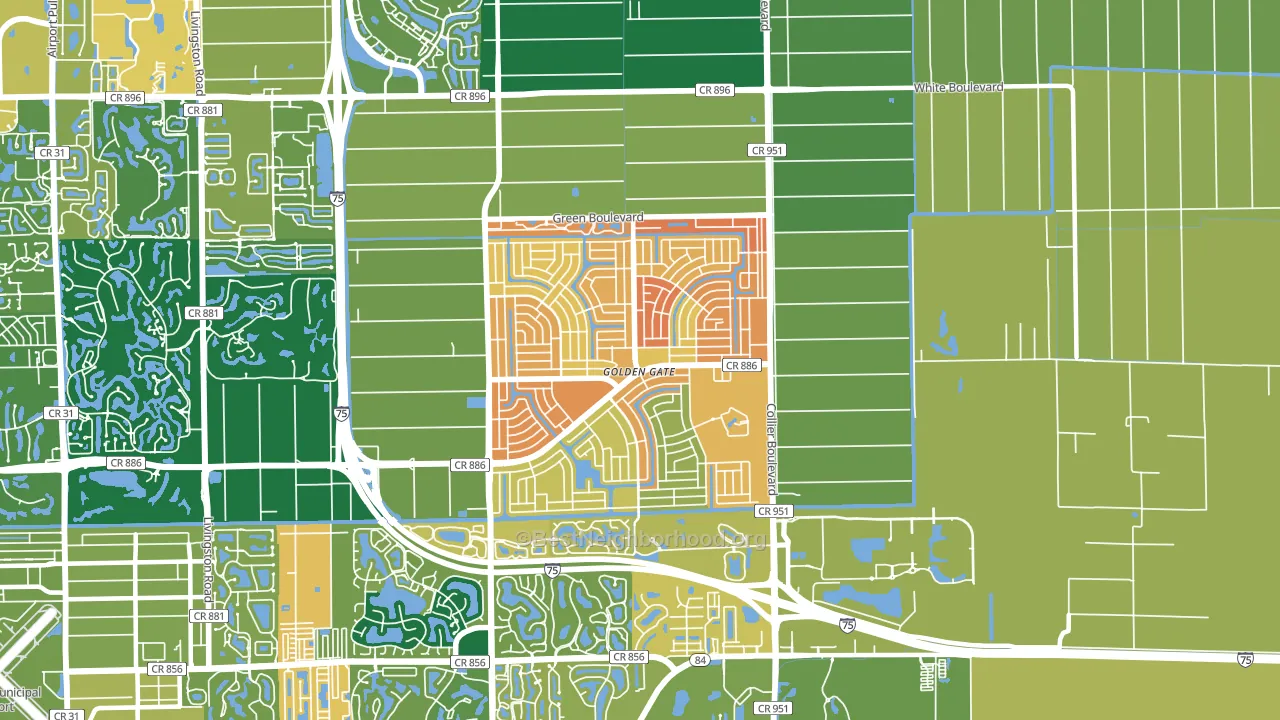 Golden Gate, FL block-group voter-turnout map