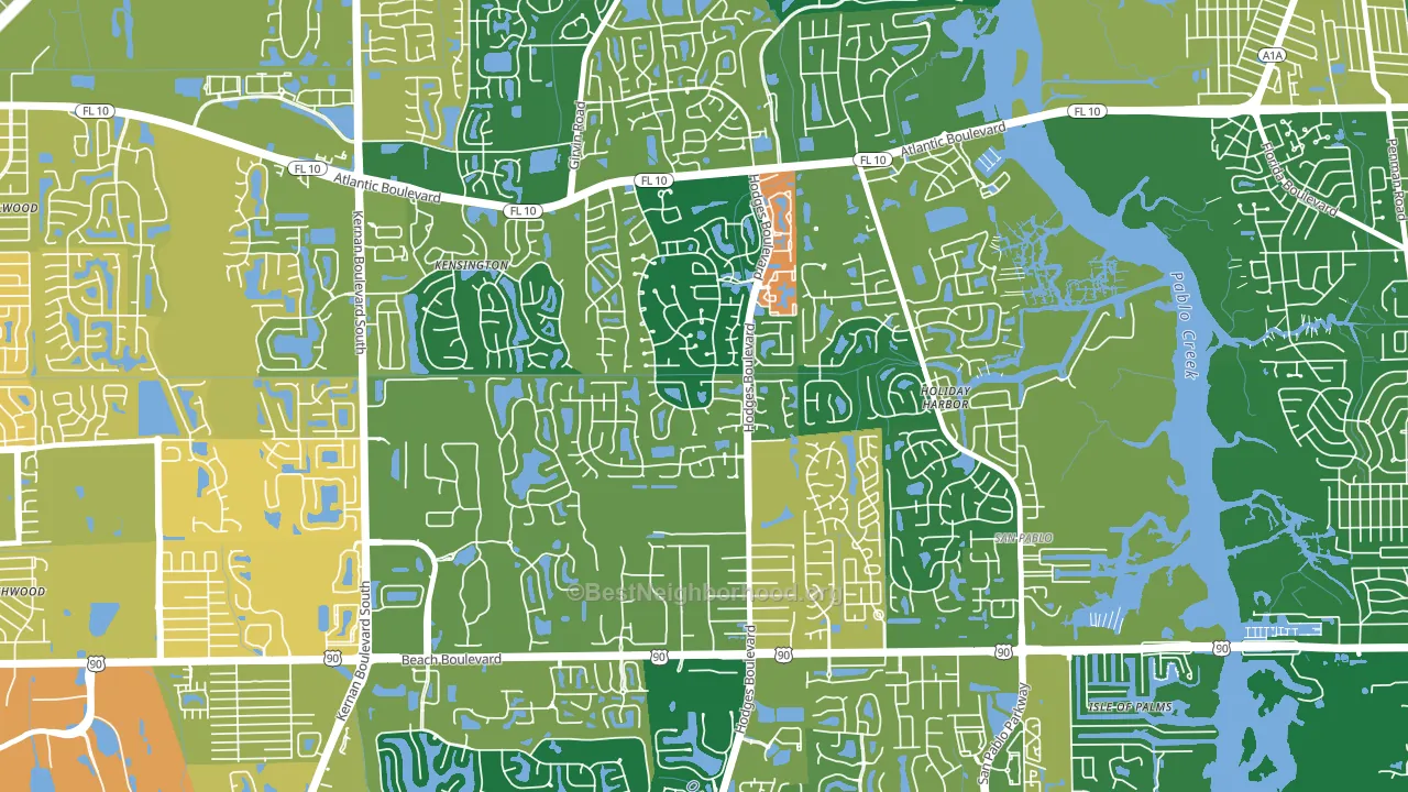 Golden Glades-The Woods, Jacksonville, FL block-group voter-turnout map