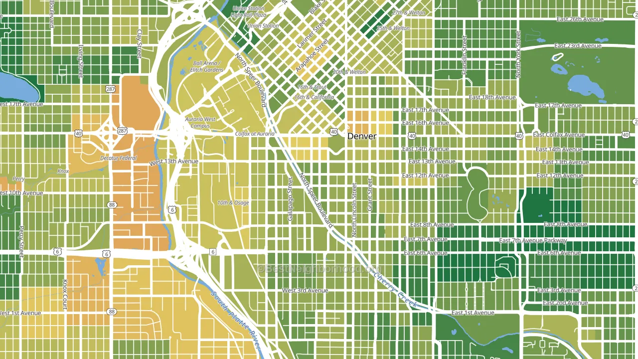 Golden Triangle, Denver, CO block-group voter-turnout map