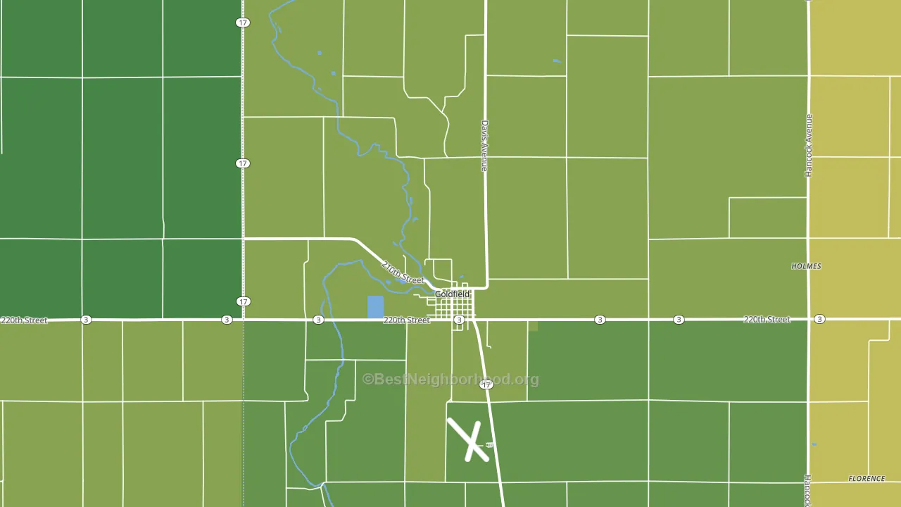 Goldfield, IA block-group voter-turnout map