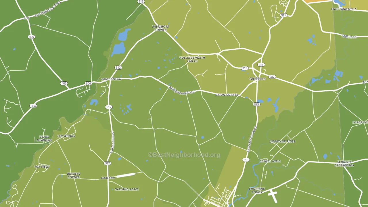 Goldsboro, MD block-group voter-turnout map
