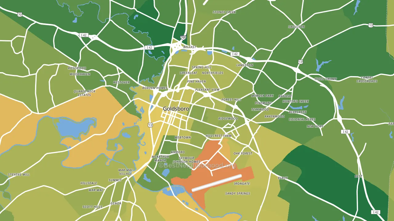 Goldsboro, NC block-group voter-turnout map