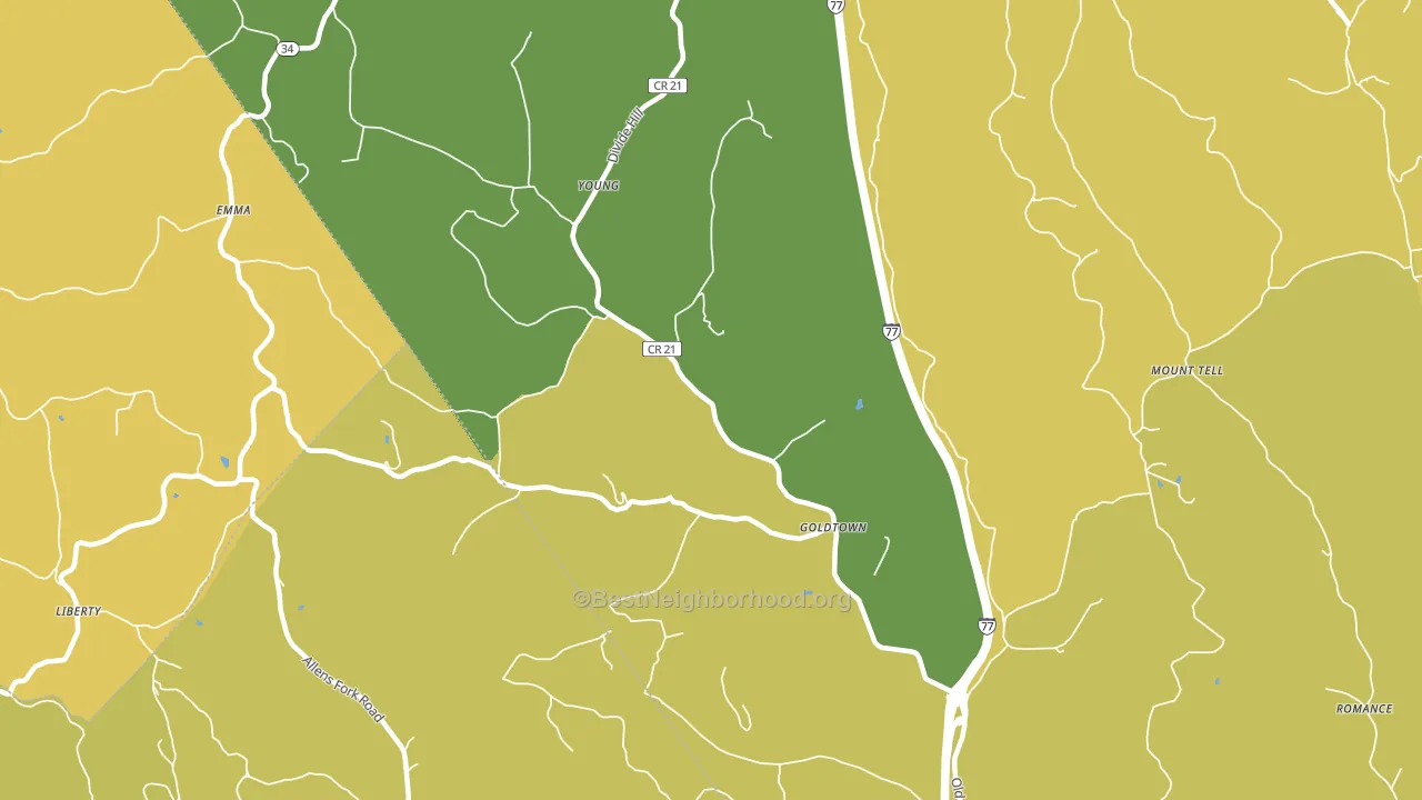 Goldtown, WV block-group voter-turnout map