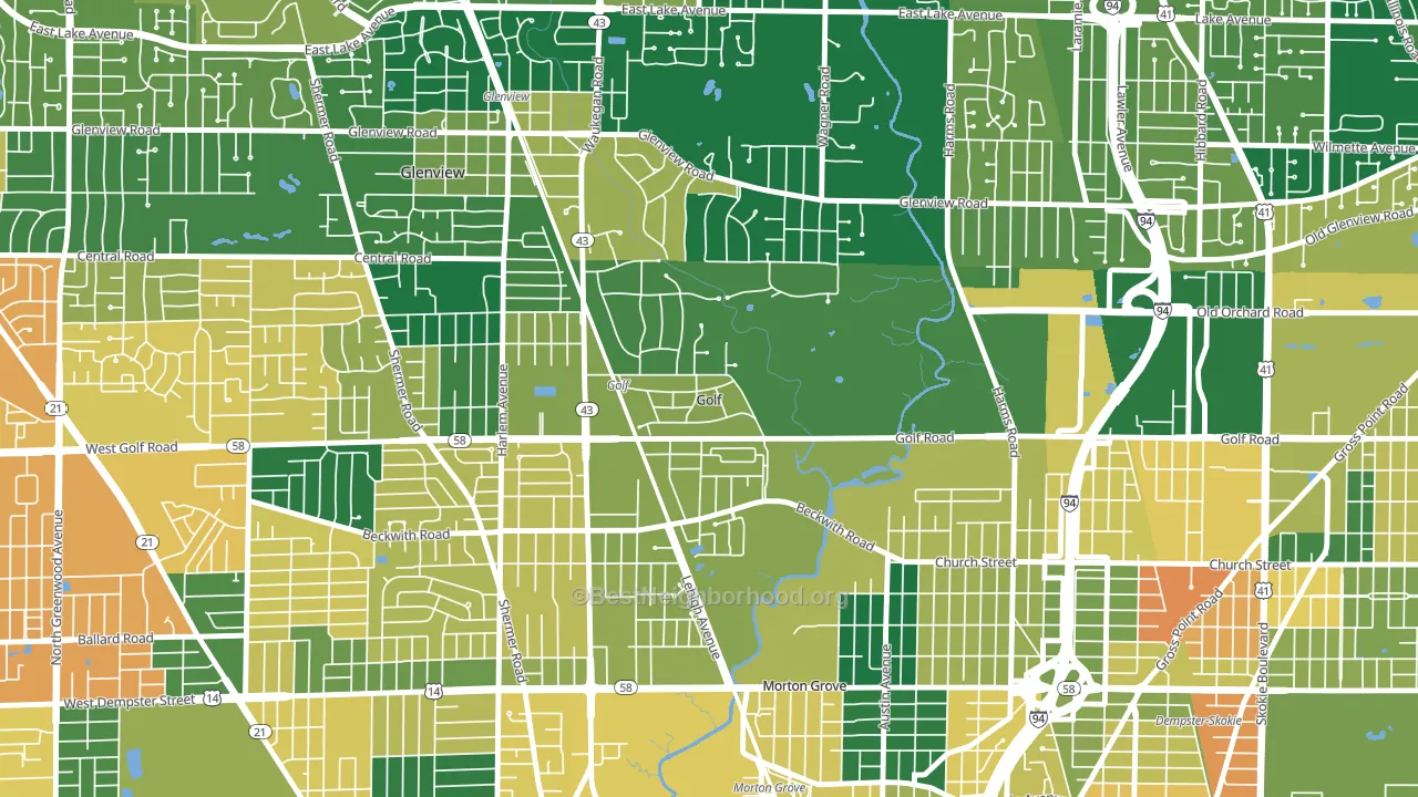 Golf, IL block-group voter-turnout map