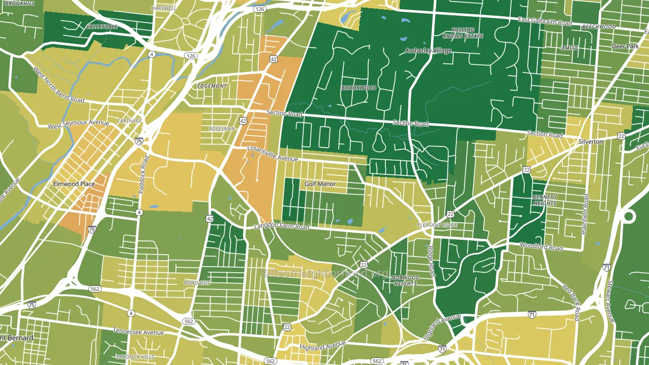 Golf Manor, OH block-group voter-turnout map