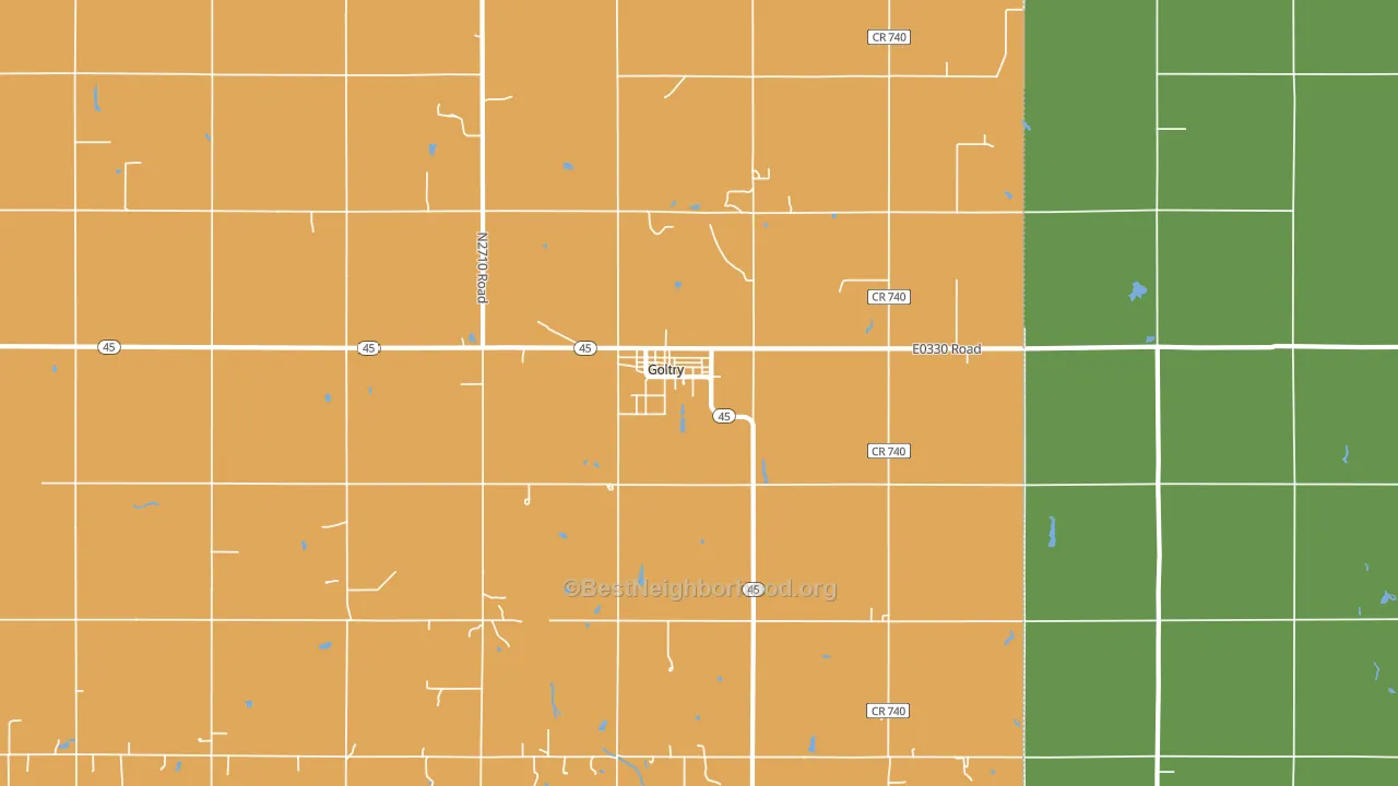Goltry, OK block-group voter-turnout map