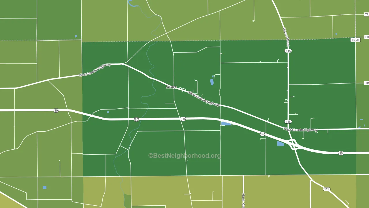 Gomer, OH block-group voter-turnout map