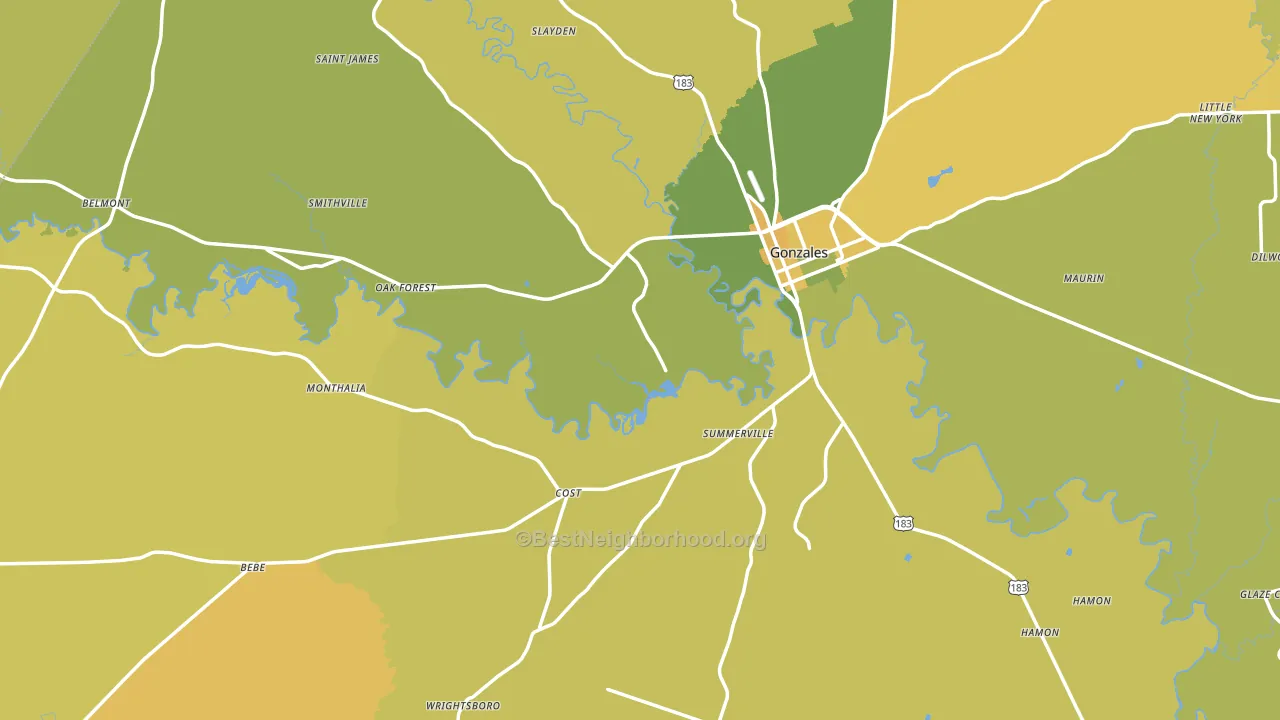 Gonzales County, TX block-group voter-turnout map