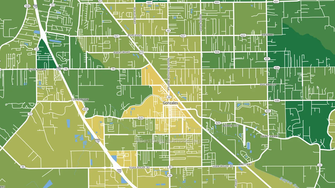 Gonzales, LA block-group voter-turnout map