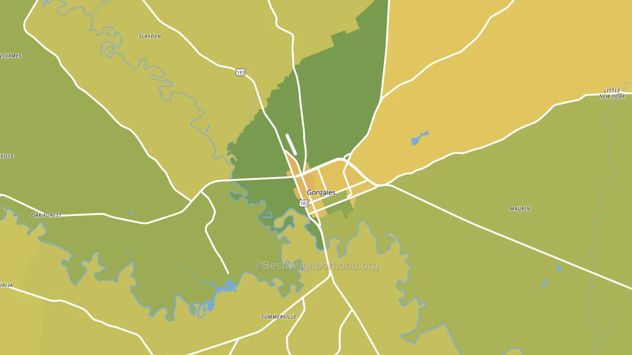 Gonzales, TX block-group voter-turnout map