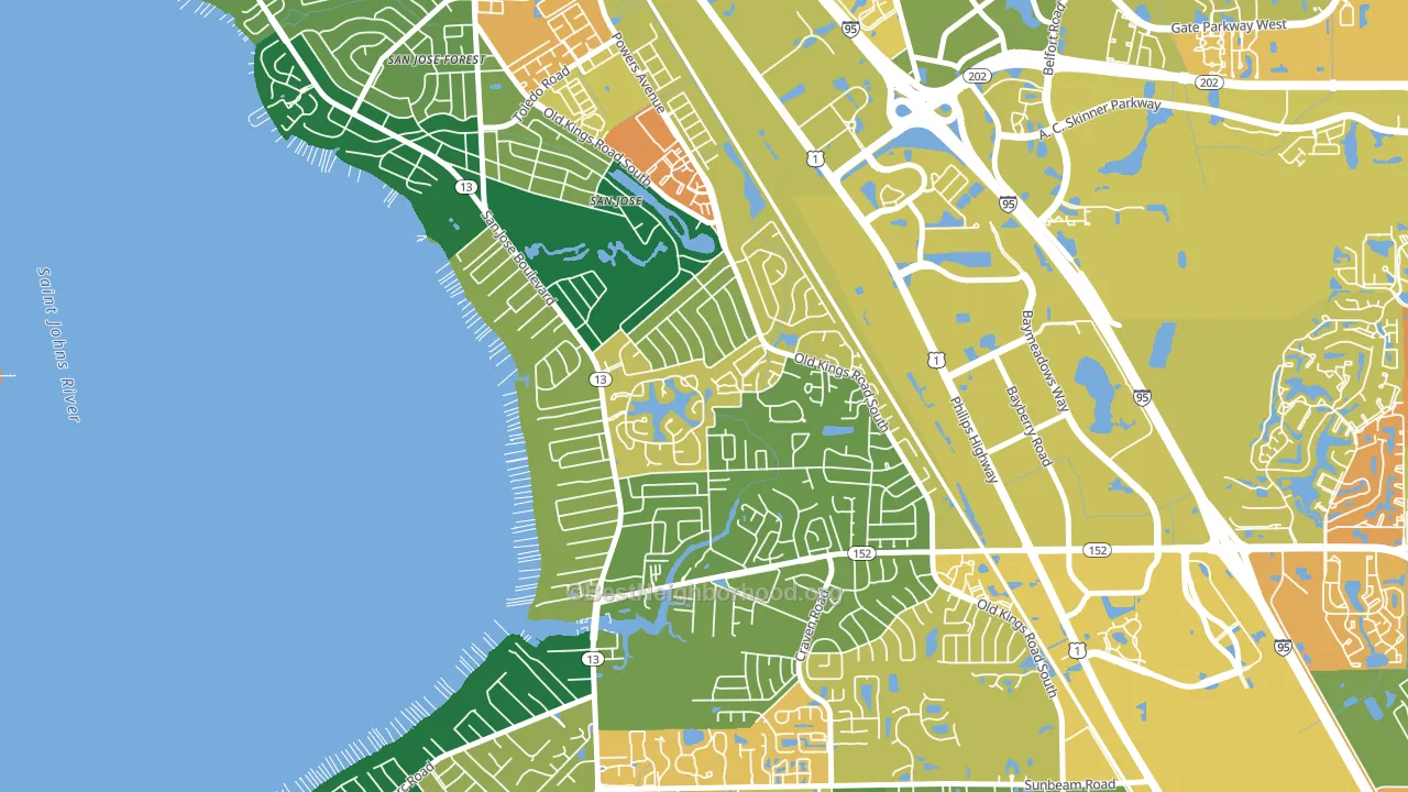 Goodby's Creek, Jacksonville, FL block-group voter-turnout map