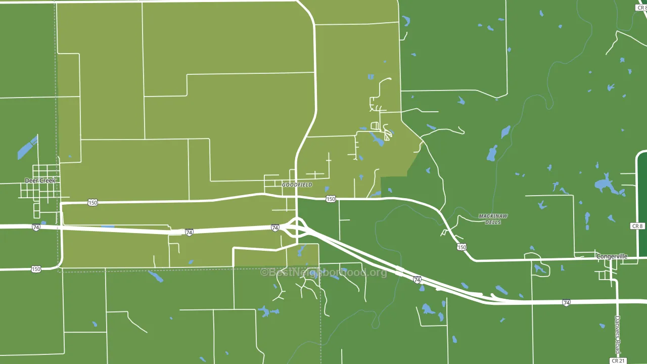 Goodfield, IL block-group voter-turnout map