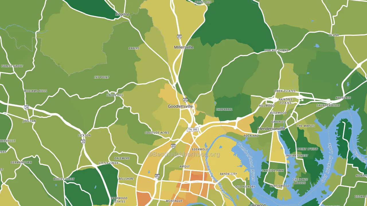Goodlettsville, TN block-group voter-turnout map