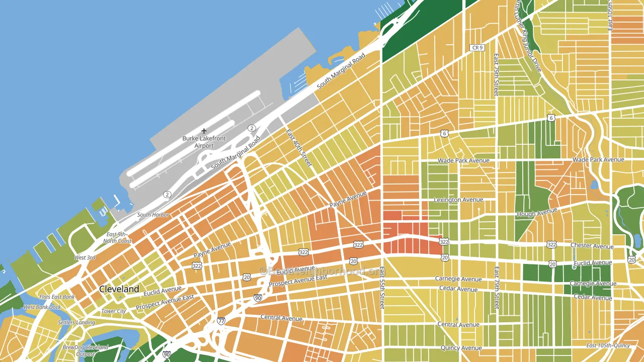 Goodrich-Kirtland Park, Cleveland, OH block-group voter-turnout map