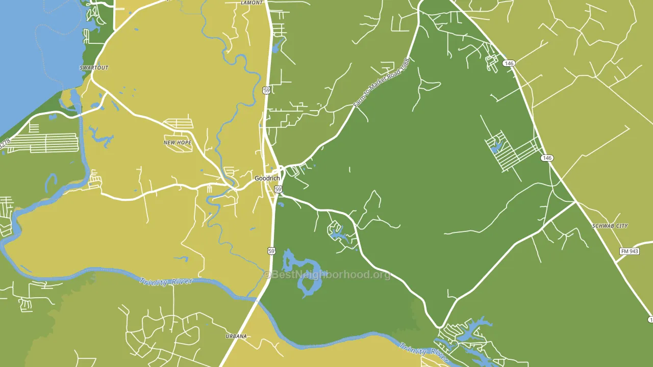 Goodrich, TX block-group voter-turnout map