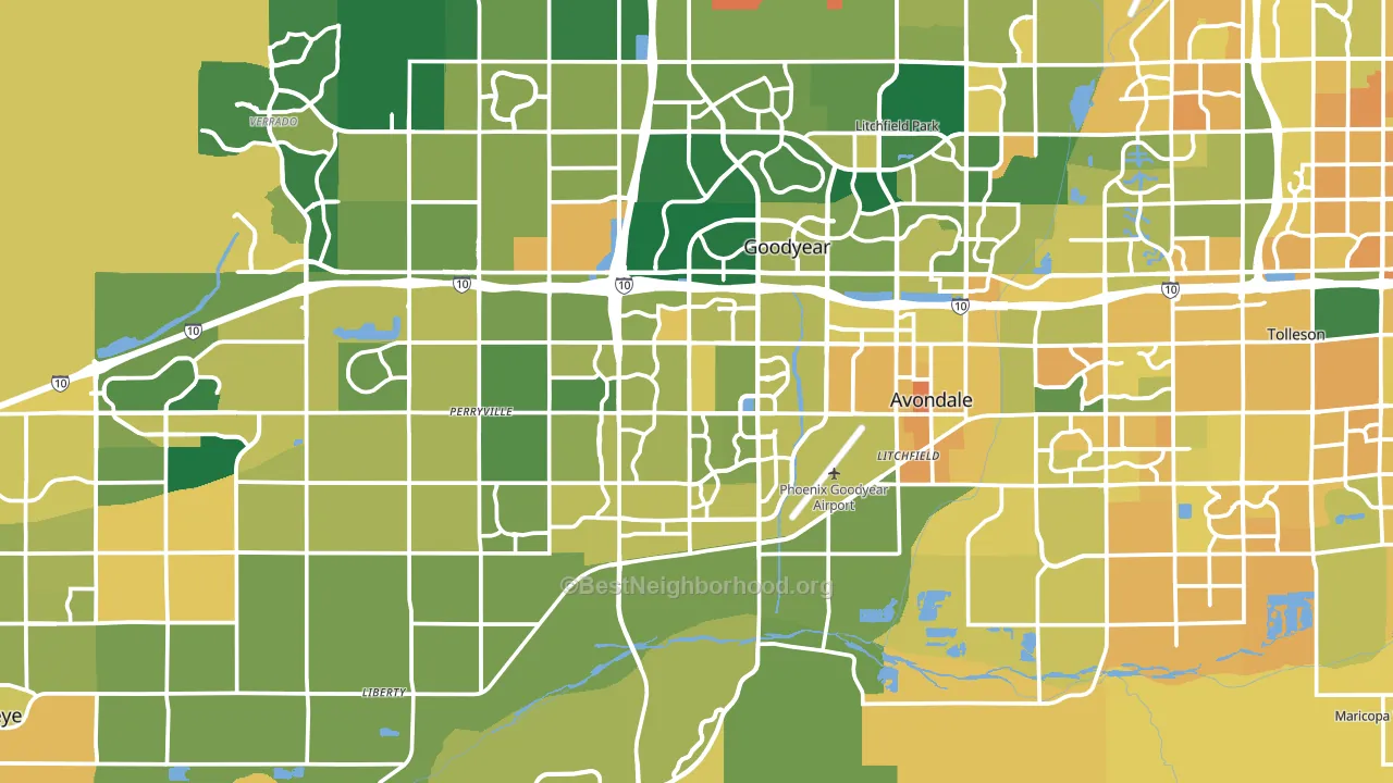 Goodyear, AZ block-group voter-turnout map