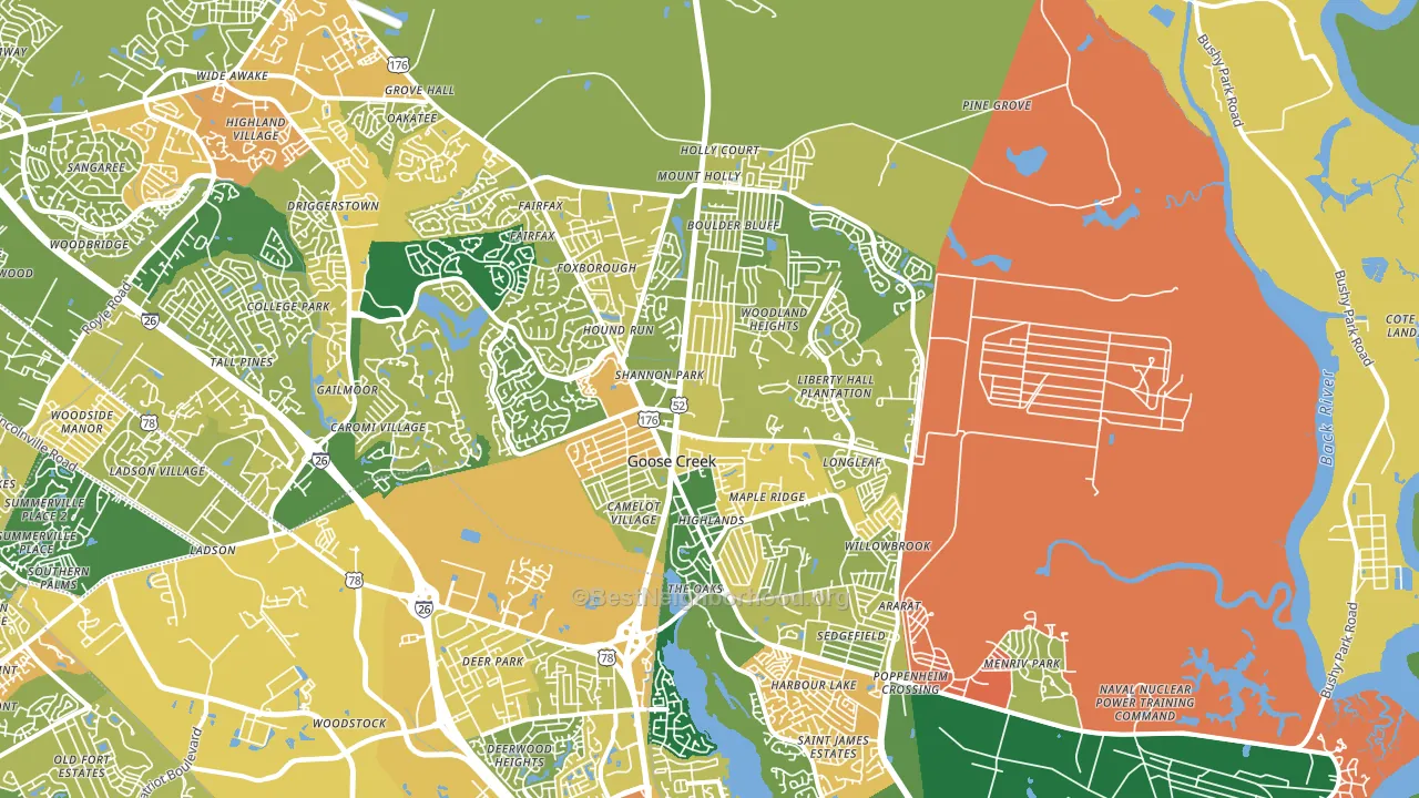 Goose Creek, SC block-group voter-turnout map