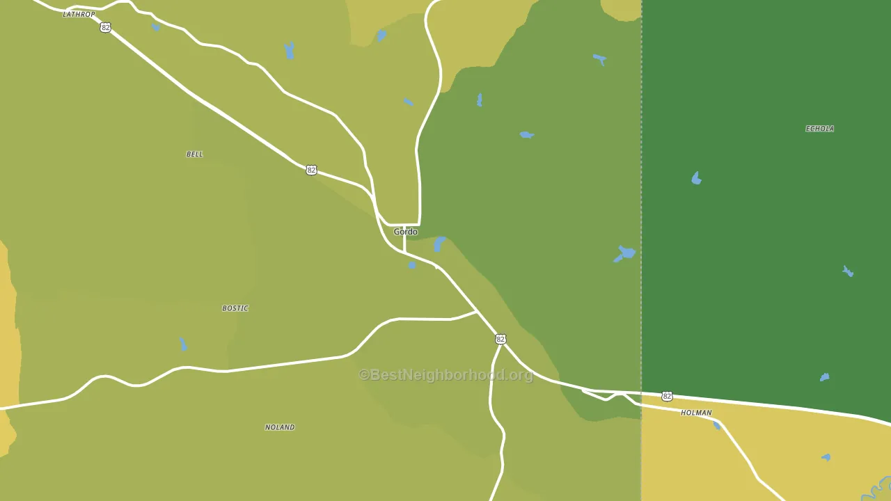 Gordo, AL block-group voter-turnout map