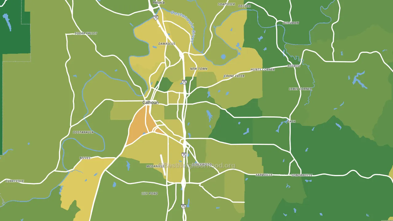 Gordon County, GA block-group voter-turnout map