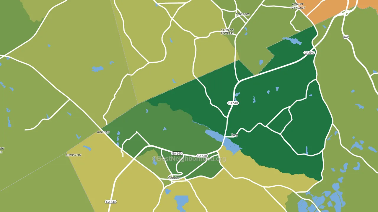 Gordon, GA block-group voter-turnout map