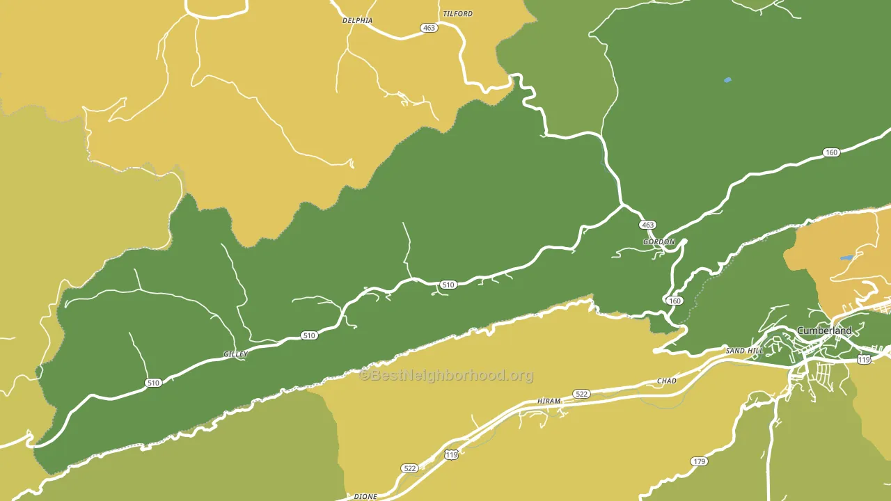 Gordon, KY block-group voter-turnout map