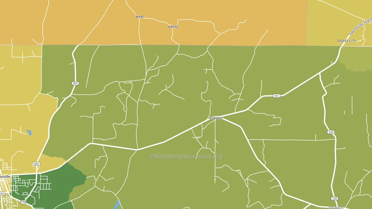 Gordon, LA block-group voter-turnout map