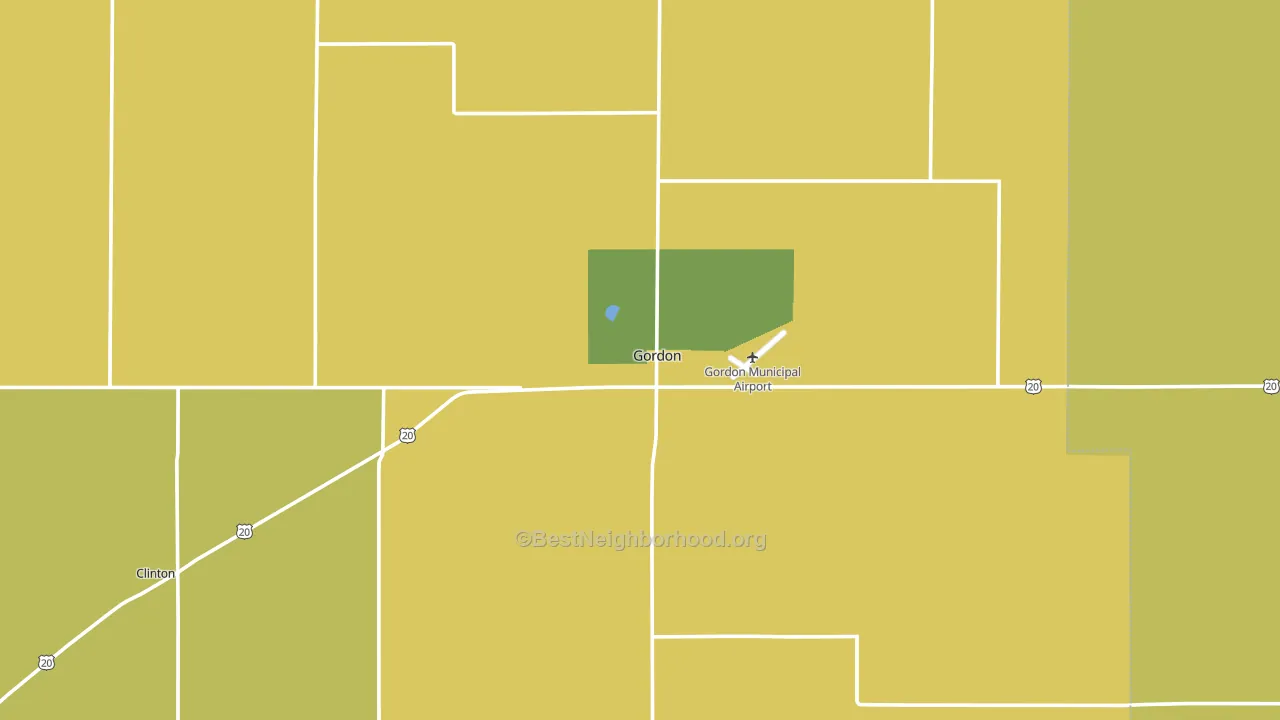 Gordon, NE block-group voter-turnout map