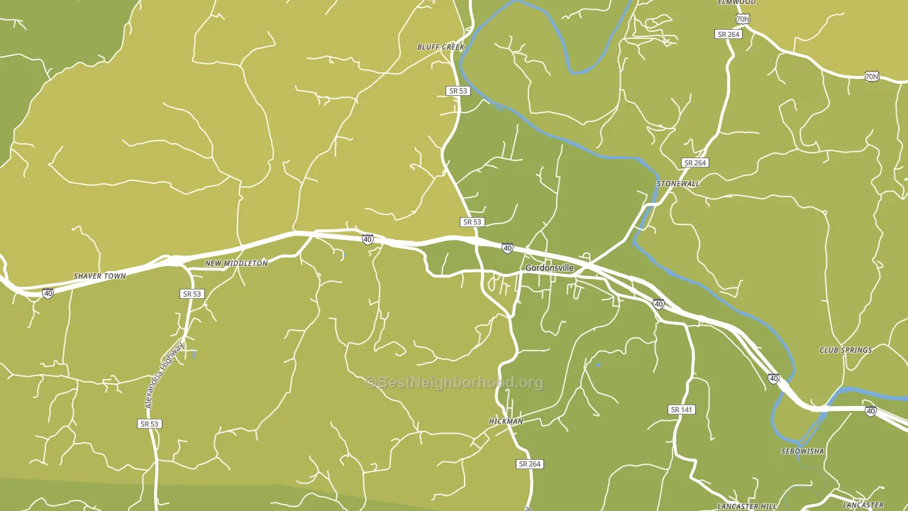 Gordonsville, TN block-group voter-turnout map