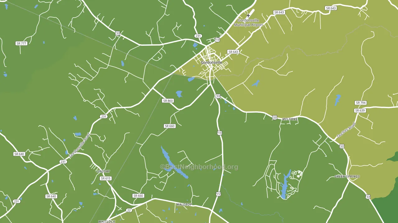 Gordonsville, VA block-group voter-turnout map