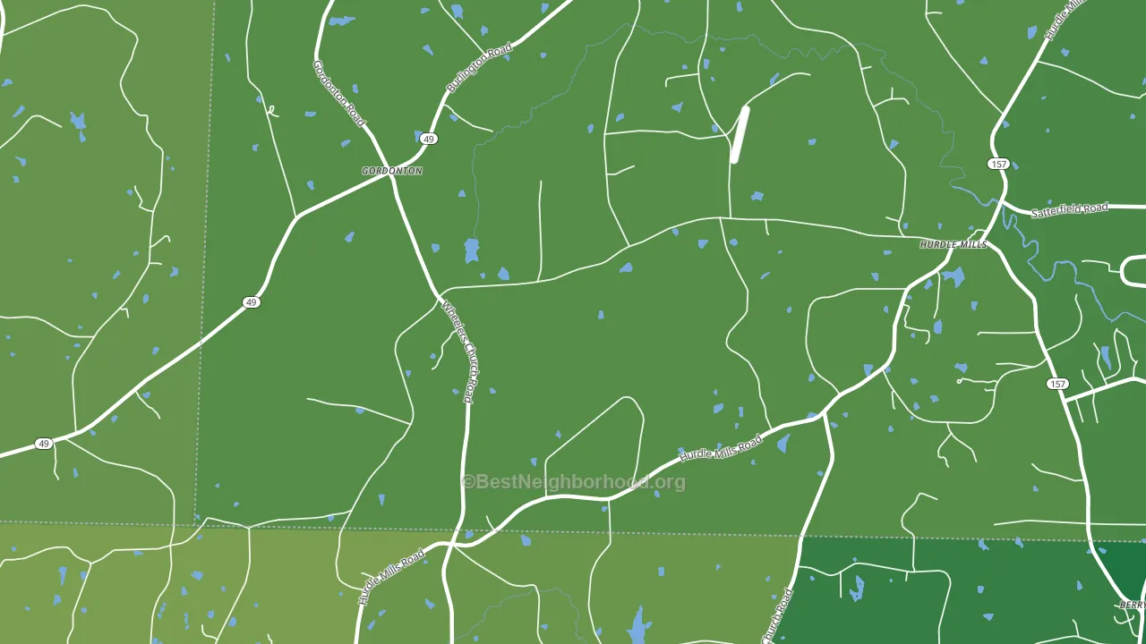 Gordonton, NC block-group voter-turnout map