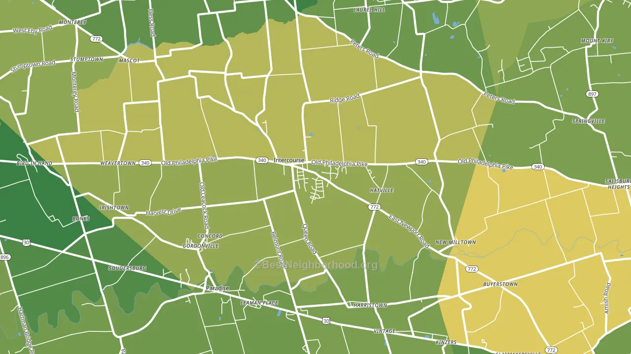 Gordonville, PA block-group voter-turnout map