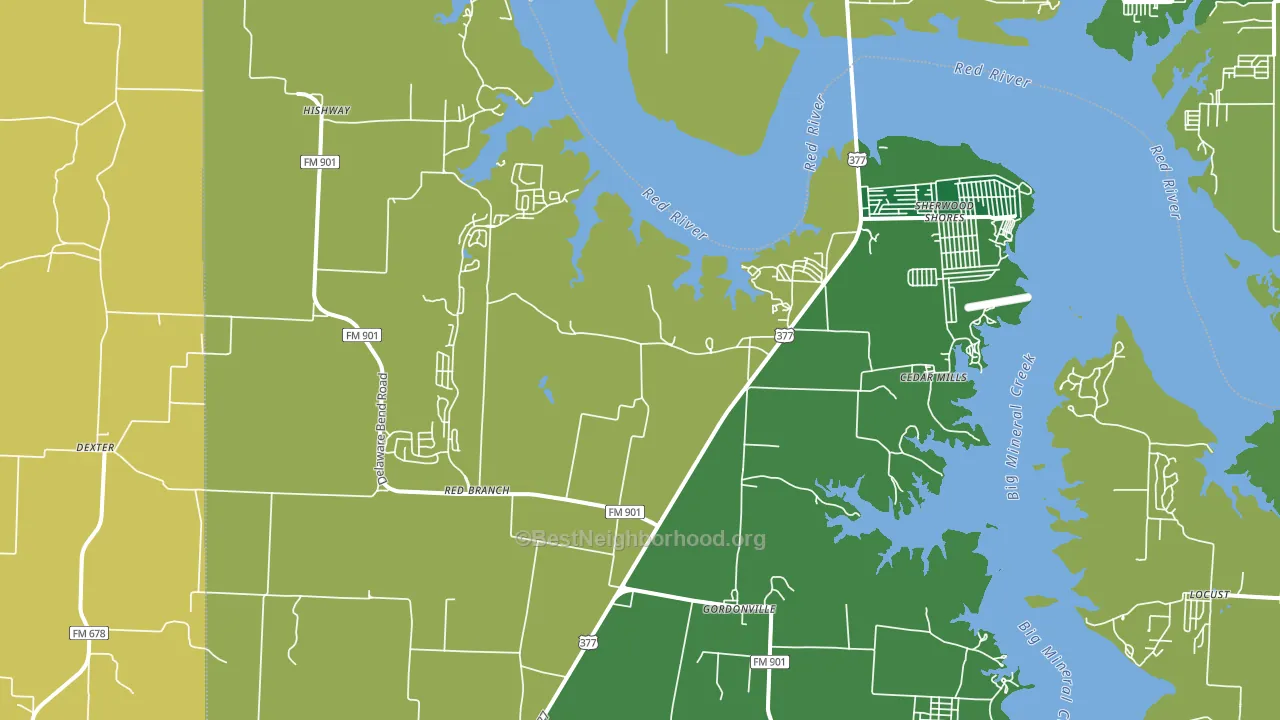 Gordonville, TX block-group voter-turnout map