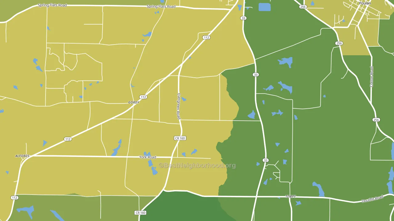 Gordy, GA block-group voter-turnout map