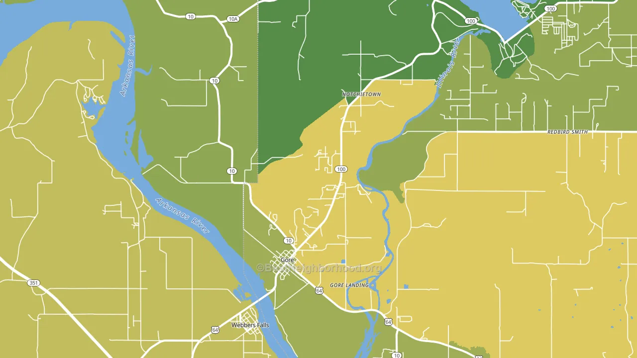 Gore, OK block-group voter-turnout map