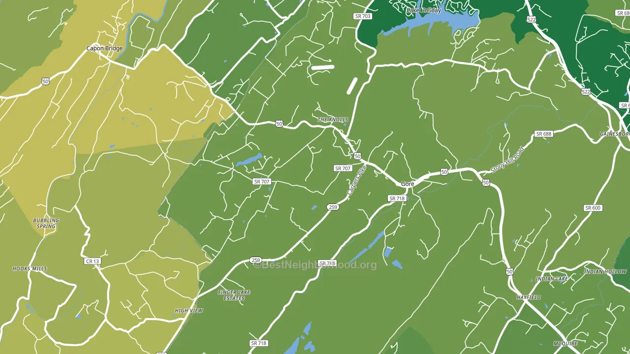 Gore, VA block-group voter-turnout map