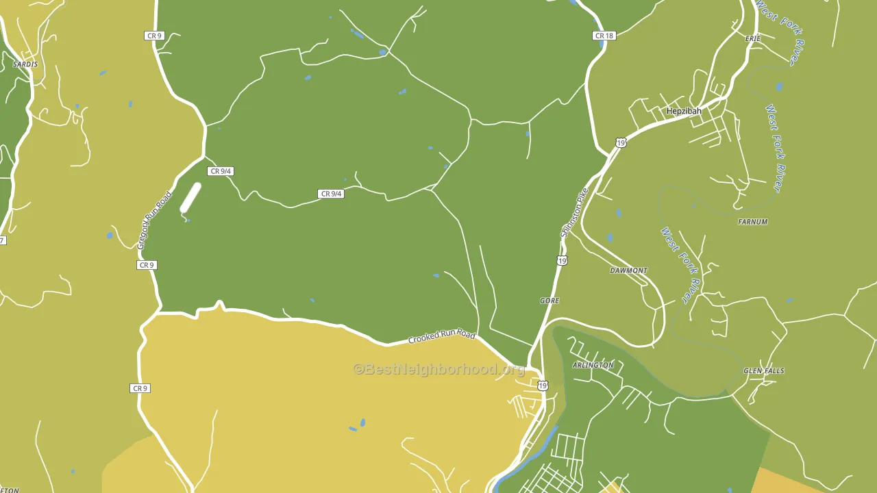 Gore, WV block-group voter-turnout map