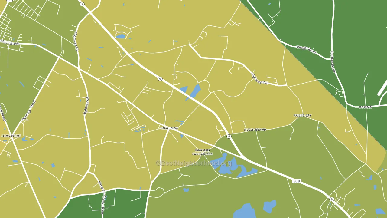 Goretown, SC block-group voter-turnout map