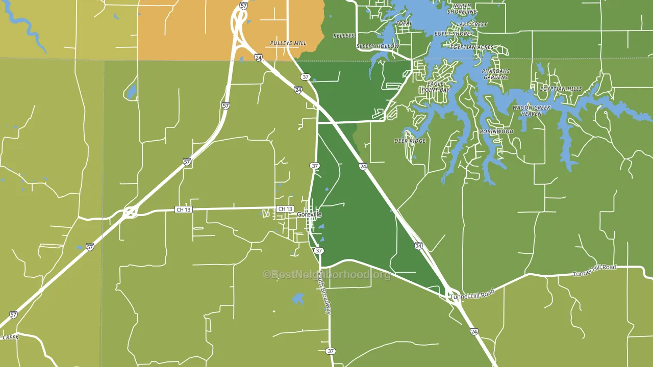 Goreville, IL block-group voter-turnout map