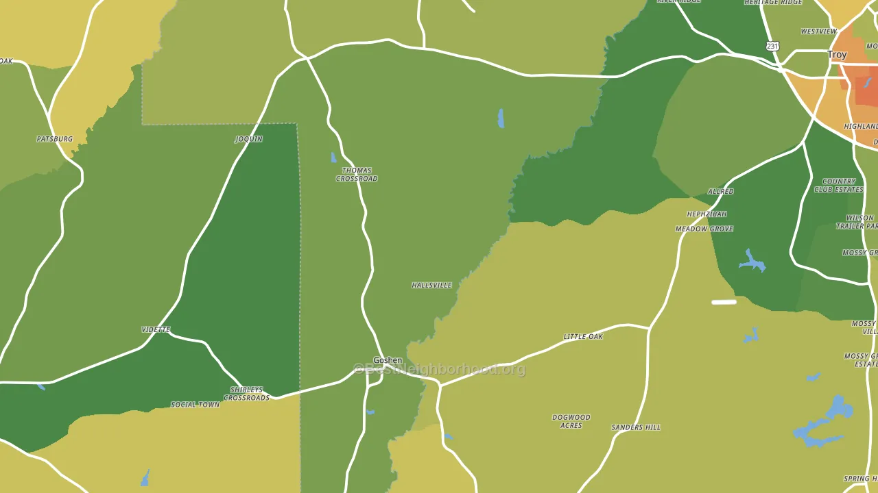 Goshen, AL block-group voter-turnout map