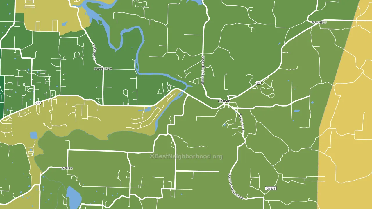 Goshen, AR block-group voter-turnout map