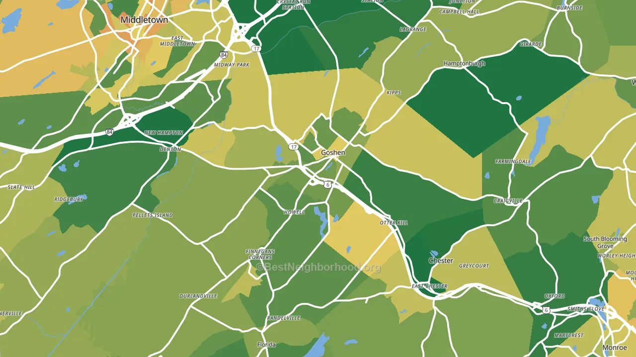Goshen, NY block-group voter-turnout map