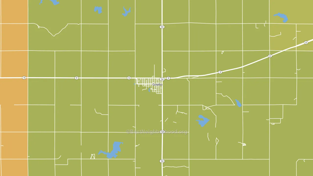 Gotebo, OK block-group voter-turnout map