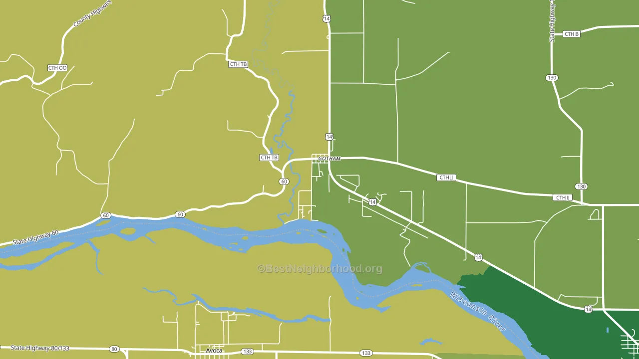 Gotham, WI block-group voter-turnout map