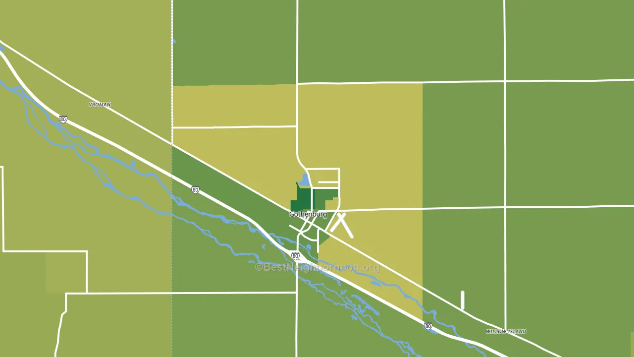 Gothenburg, NE block-group voter-turnout map