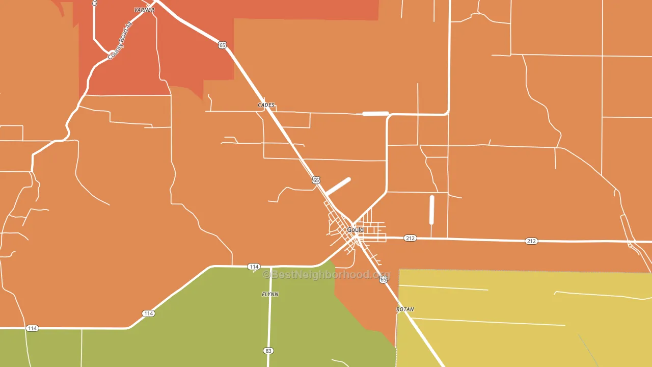 Gould, AR block-group voter-turnout map