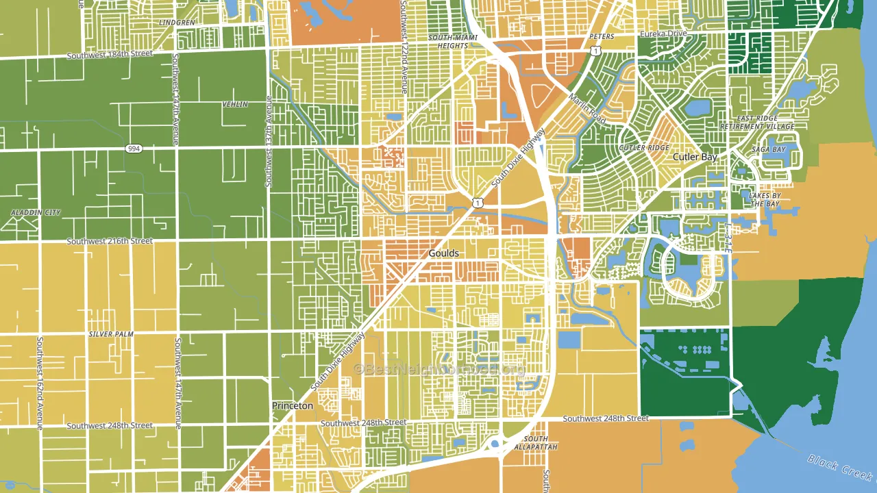 Goulds, FL block-group voter-turnout map