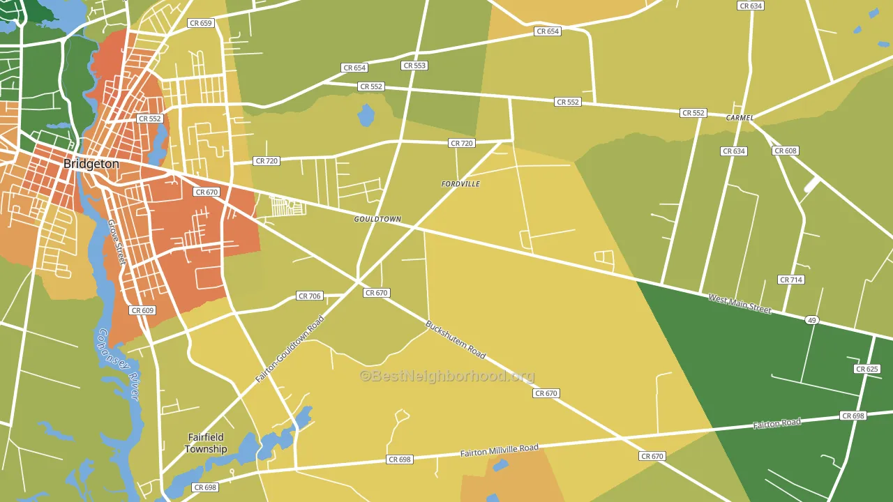 Gouldtown, NJ block-group voter-turnout map