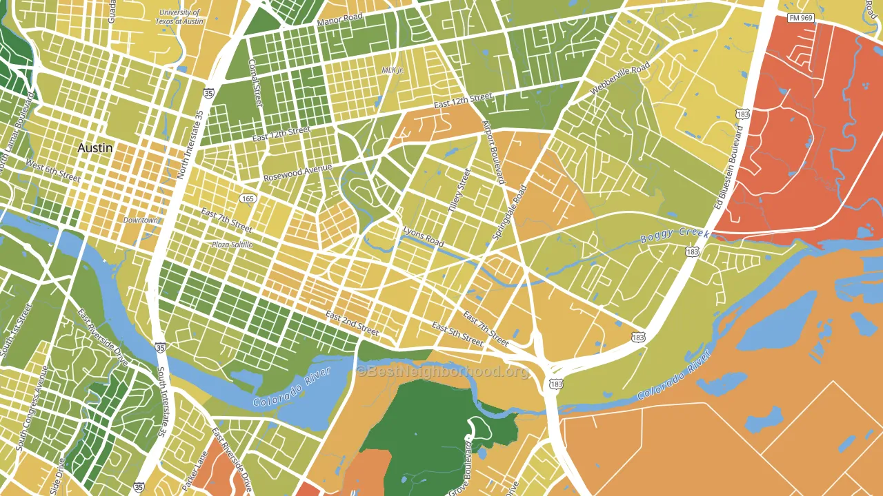 Govalle, Austin, TX block-group voter-turnout map